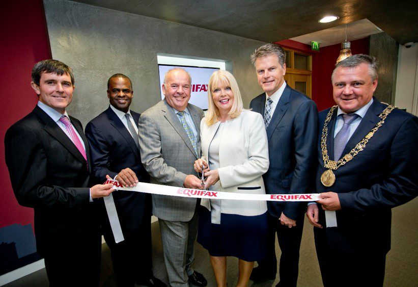 Pictured at launch (l to r): Paul O’Dwyer, Dublin IT Centre Leader, Equifax, Atlanta Mayor Kasim Reed, Dave Webb, CIO, Equifax, Minister for Jobs, Enterprise and Innovation, Mary Mitchell O’Connor TD, John Hartman, International President, Equifax and Lord Mayor of Dublin, Brendan Carr.