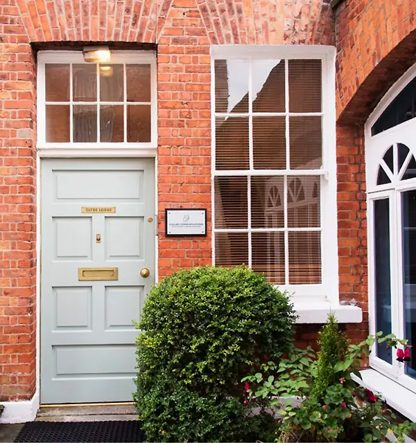 Clyde Lodge door entrance to Cullen Communications office